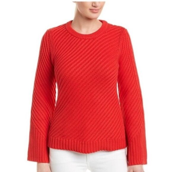 Red Chunky Knit Sweater Open Back Detail Vintage Holiday Fall Winter Y2K 90s - Picture 1 of 10